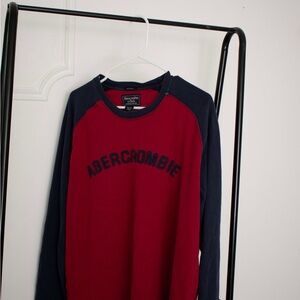 Vintage Abercrombie & Fitch Red and Navy Long Sleeve Tee